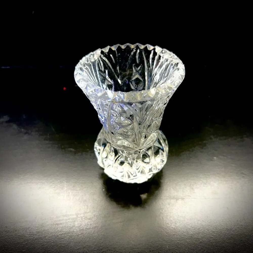 Kristal Zajecar 24% Lead Crystal Diamond  Cut 4” Bud Vase- Yugoslavia-Vintage